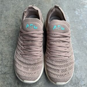 APL Taupe Knit Sneakers with Teal Logo